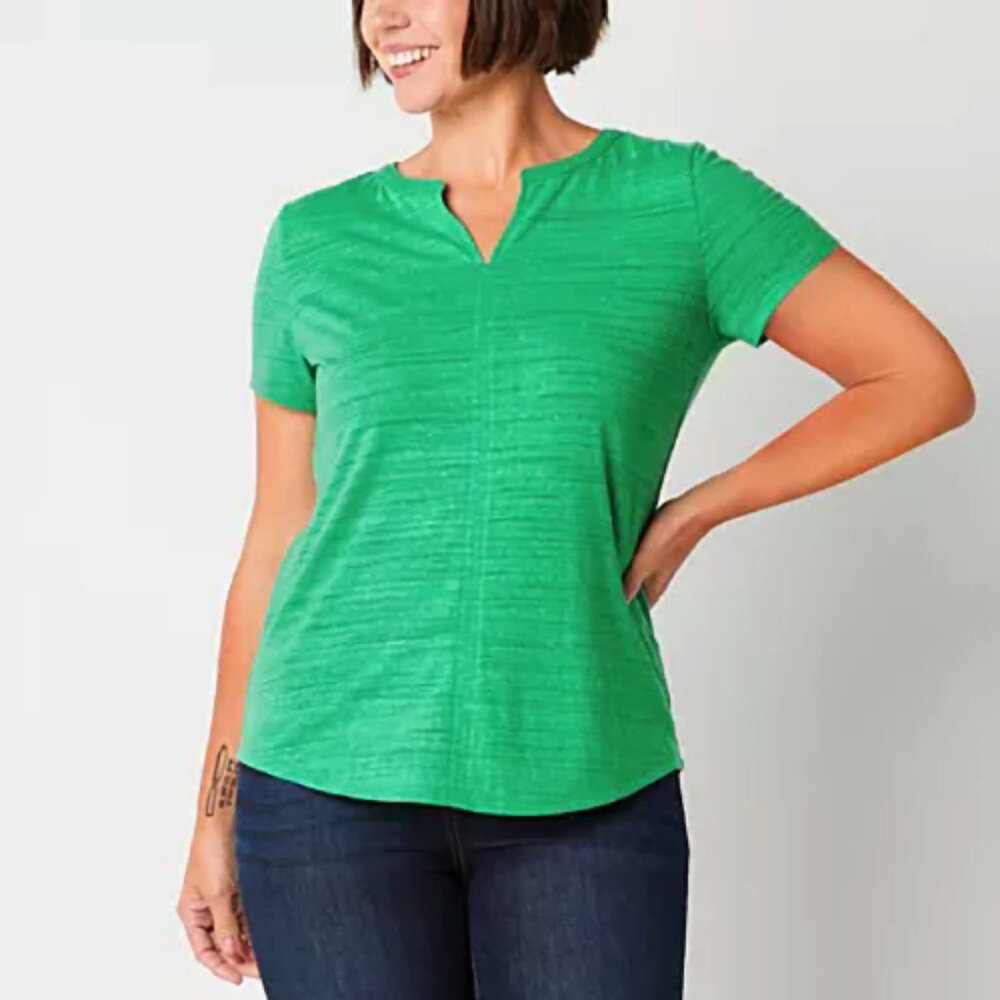 Liz Claiborne XL Green V-Neck Women's Top
